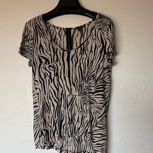Theory Black and White Zebra Print Short Sleeve Top